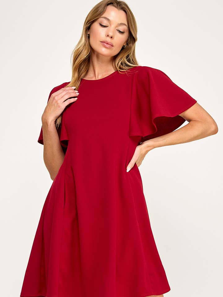 Peace Love Line - Wholesale Dress - Women's - PL8732 - SOLID TECHNO CREPE SWING DRESS12