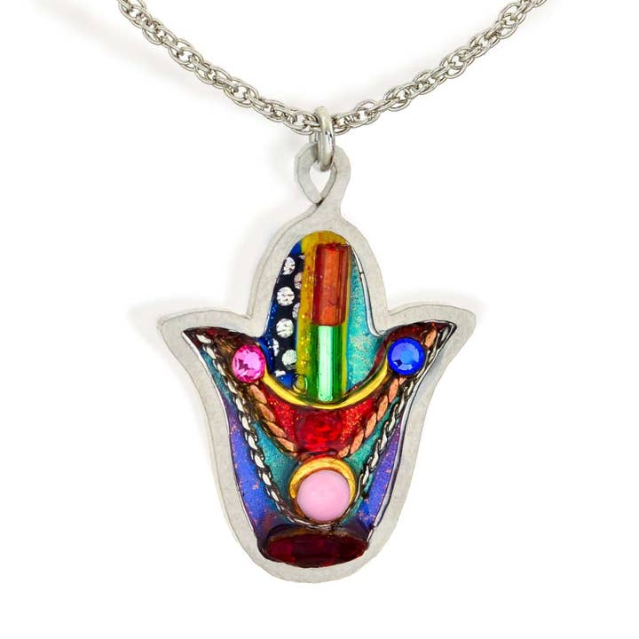 Seeka Colorful Hamsa Necklace to Protect from the Evil Eye for wholesale by Seeka Jewelry and Judaica