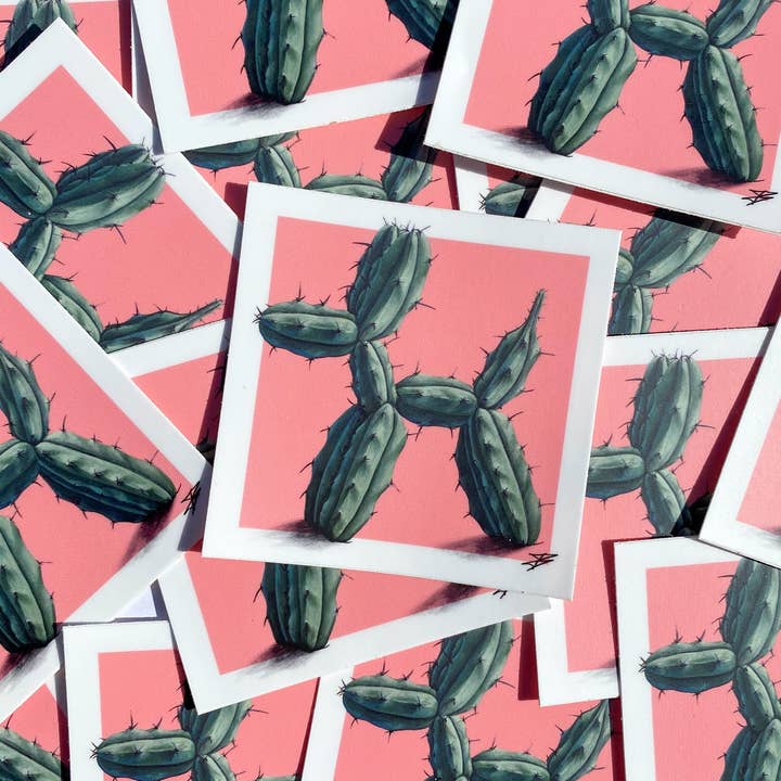 Cactus Balloon Dog Sticker for wholesale by The Painted Ladies