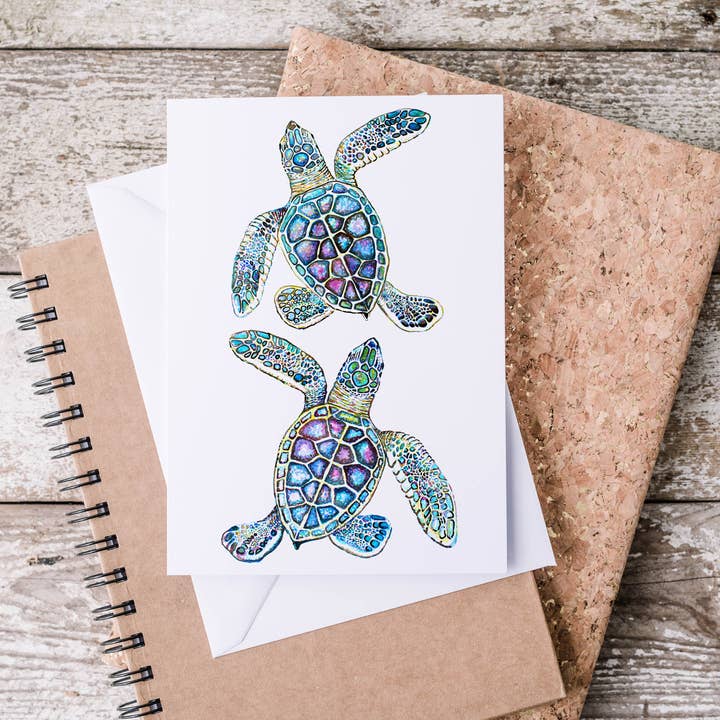 Carte de vœux 5 x 7 avec 2 bébés tortues pour la vente par The Ship's Hold
