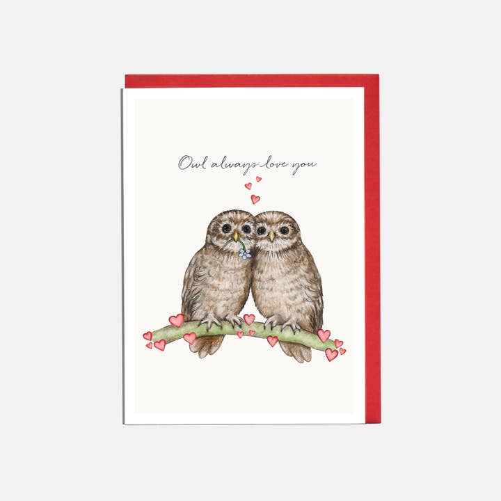 Owl Valentine's Day Card - 'Owl Always Love You' for wholesale by Lottie Murphy