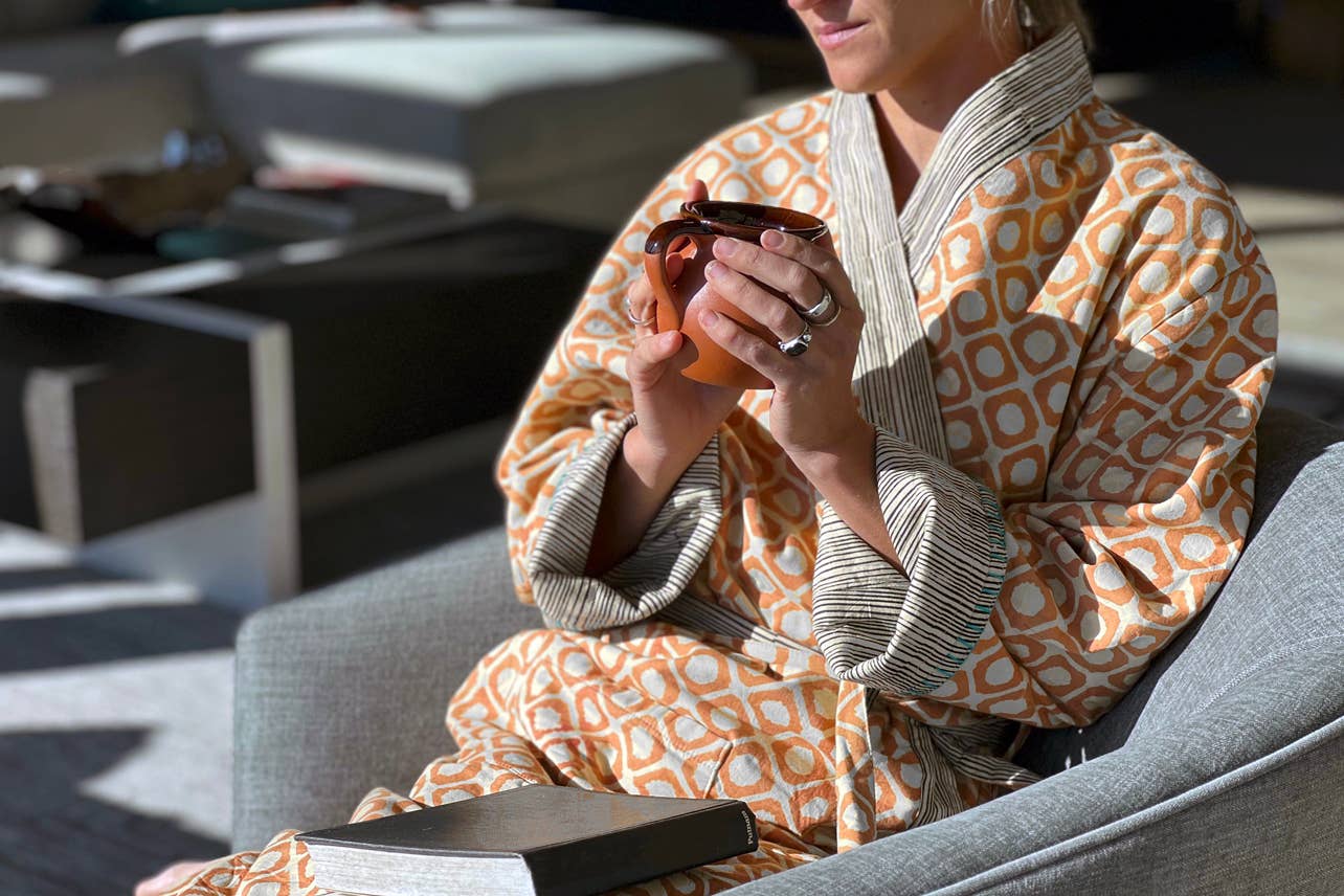 Verve Culture - Wholesale Robe - Unisex - Block Print Reversible Robe5