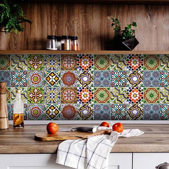 HomeRoots - Wholesale Wall Tile - 4" X 4" Mediterranean Mash Mosaic Peel and Stick Tiles1