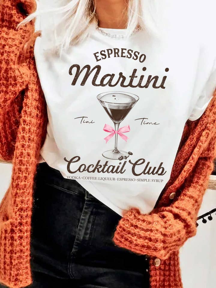 ESPRESSO-MARTINI-SCHLEIFEN-GRAFIK-T-SHIRTS für den Großhandel von Rustee Clothing