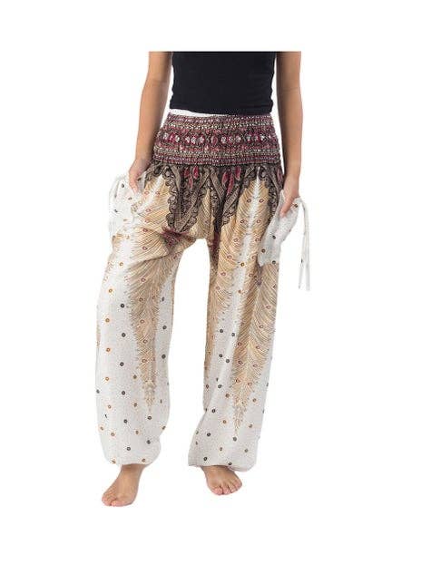 Studio 12 Collective (previously Ethnic Lanna) – Großhandel Hose – Damen – Haremshose Boho mit gesmokter Taille und Taschen - Pfau23