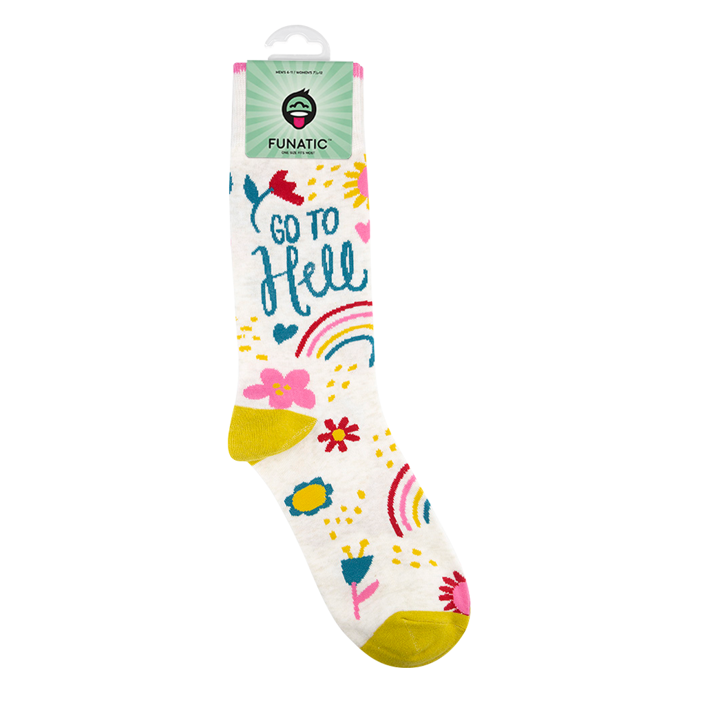 Funatic - About Face Designs - Nice Enough Merch Co – wholesale Socks – Unisex – Go To Hell Socks | Funny Unisex | Funatic5