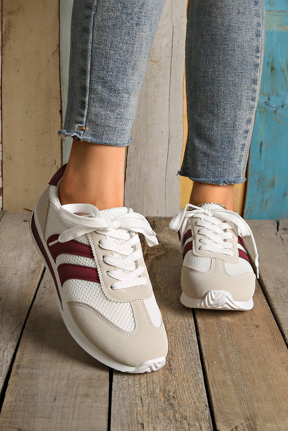 Aapparella - Wholesale Lifestyle Sneakers - Women's - Colorblock Contrast PU Panel Sneakers | US6-105