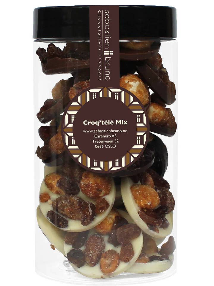 Oblatas de chocolate com chocolate sortido e nozes, amêndoas e passas - Croq'télé Mix Grande por atacado de SebastienBruno Røa Torg