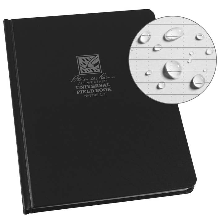 Rite in the Rain 6.75" x 8.75" Black Hard Cover Book for wholesale by Rite in the Rain