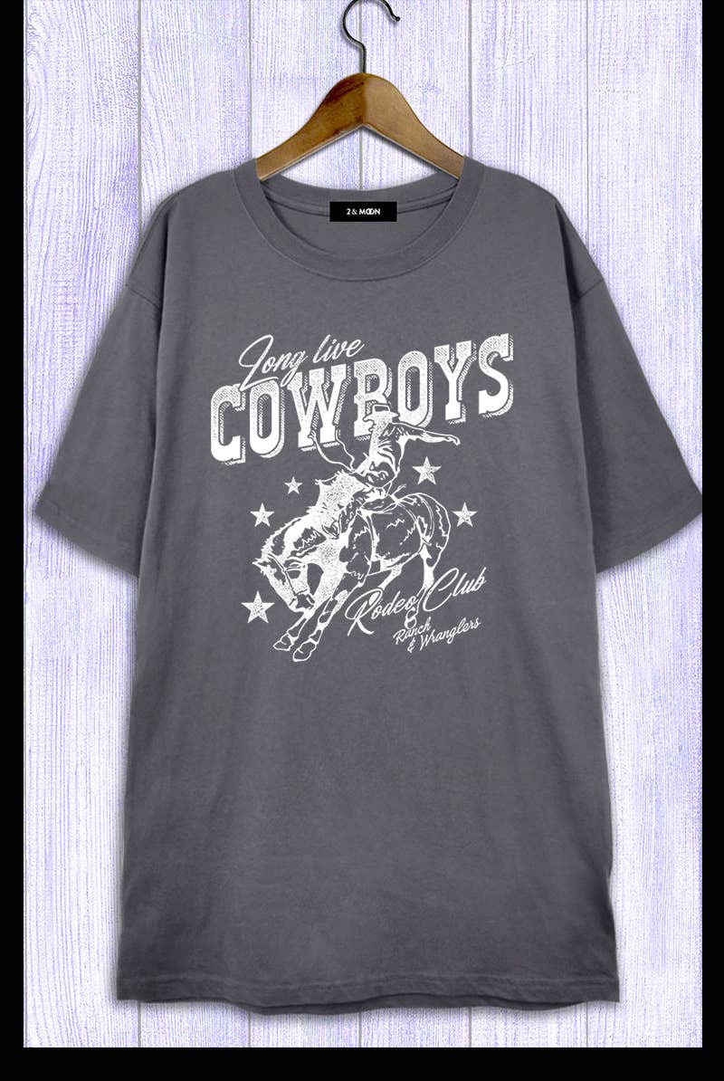 2&moon – wholesale Screen printed t-shirt – Women′s – Oversized Long Live Cowboys Graphic Tee 1