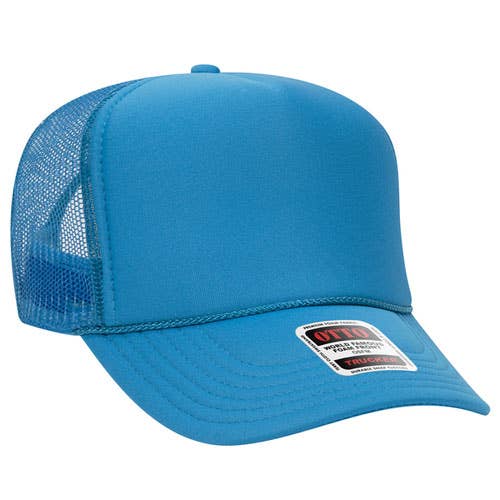 Neon Blue Foam Trucker Hat Blank for wholesale by Aluminum Petunias
