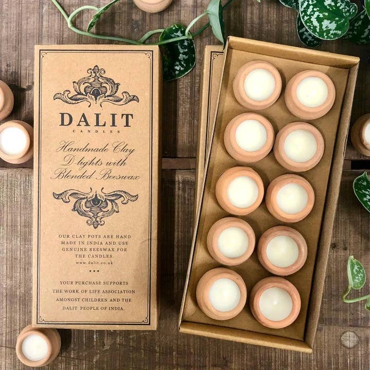 Dalit Goods Co - Wholesale Tea Light Candles - Handmade Terracotta Beeswax Tea Light Candles - Box of 10
