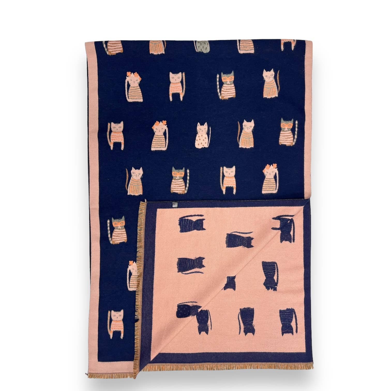 London Scarves - Vente Écharpe – femme - Écharpe réversible en laine mélangée à motifs de chats colorés7