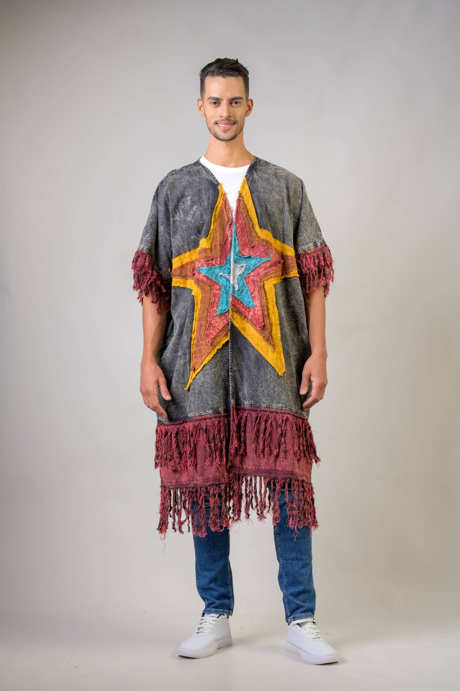 Rhea – Großhandel Kimono – Damen – Rhea Baumwollfransen-Duster, Baumwolle, Alltägliche Schichtung10