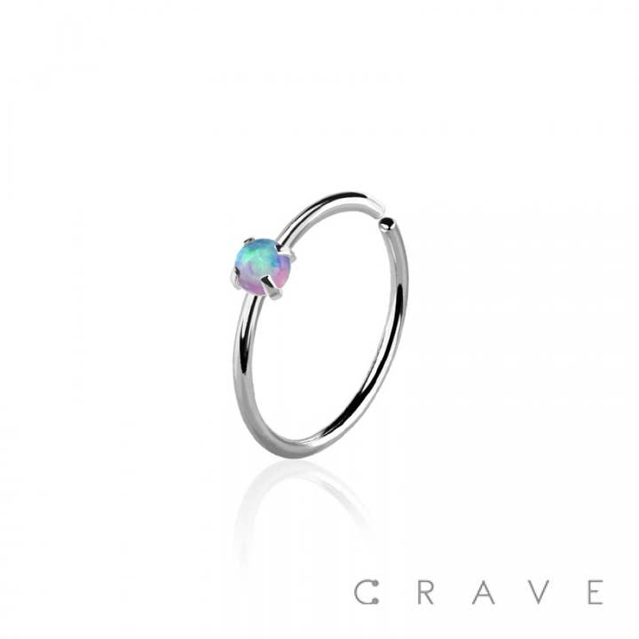 CRAVE BODY JEWELRY - Wholesale Single Earring - NOSH-016SS[NOSH-016SS SYNTHETIC OPAL STONE PRONG SET 316L SU2