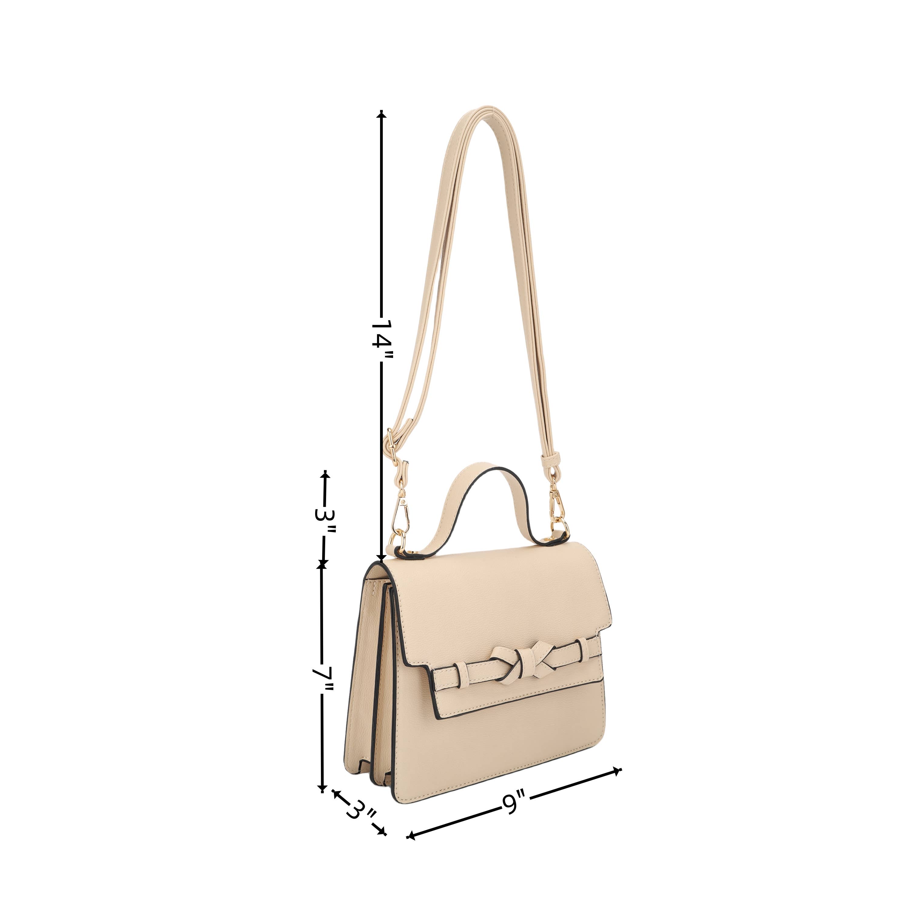 KAYLA+AVA - Vente Sac à main avec poignée sur le dessus – femme - Sac à bandoulière EDEN à rabat à poignée carrée avec nœud2