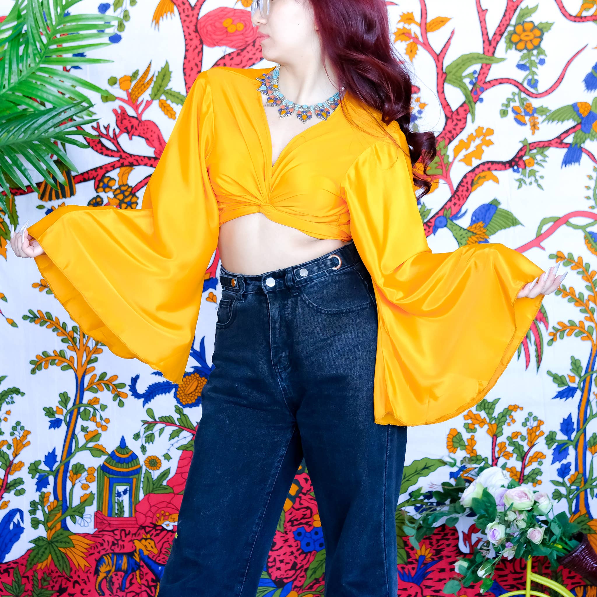 Karma Nepal Crafts - Vendita all'ingrosso Camicetta - Donna - Top avvolgente in seta tinta unita6