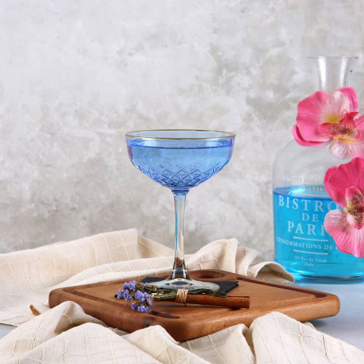 Mory Design Store - Wholesale Cocktail/likeur glas - Gekleurde Art Deco Cocktailglazen, Vintage Coupe met Gouden Rand1