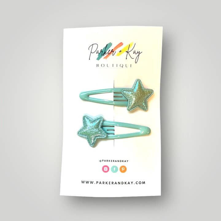 Parker and Kay Collective - Wholesale Hair Clip - Kids - Shiny Stars Hair Clip Set, 7 Color Options