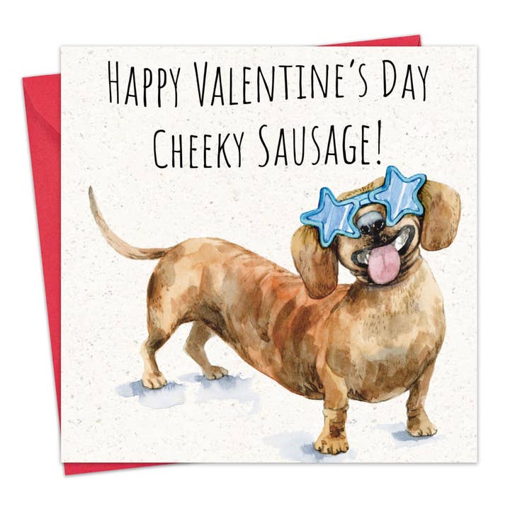 Funny Valentines Card - Sausage Dog for wholesale by Twizler Ltd