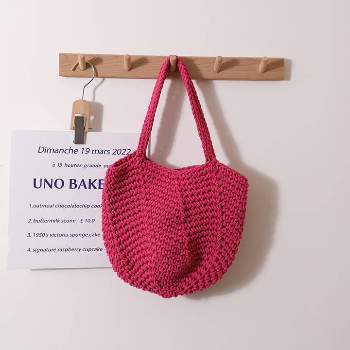 Dipped Shop - Wholesale Beach Bag - Solid Color Simple Woven Knit Handbag DPB17235
