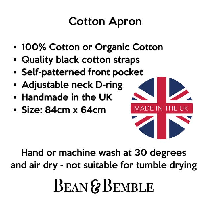 Bean and Bemble - Wholesale Apron - Leopard Print Apron - UK Made - 100% Organic Cotton - Pocket