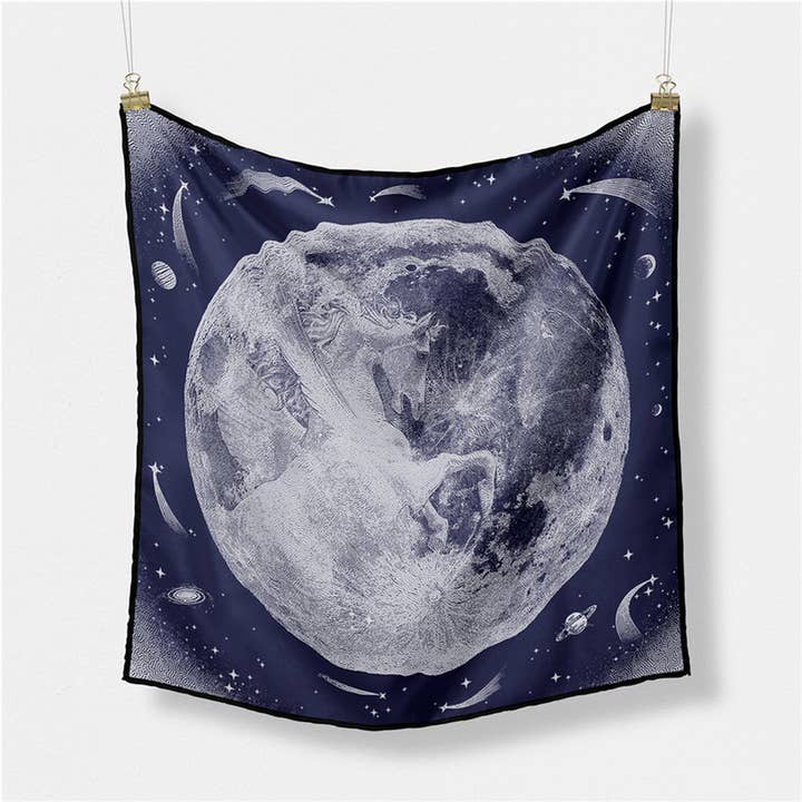 ACCITY - Wholesale Scarf - Women's - COSMIC SKY SILK SCARF TURBAN SQUARE SCARF_CWASC0653