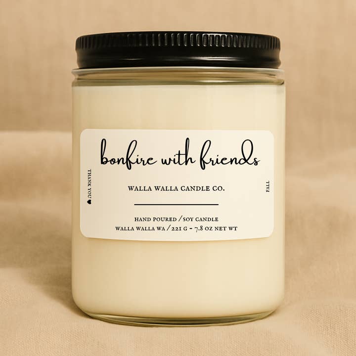 "BONFIRE WITH FRIENDS" CANDLE for wholesale by Walla Walla Candle Co.