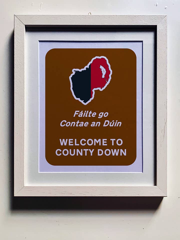 10x12'' Mounted Print - Welcome to County Down for wholesale by Clemence Prosen Art & Design