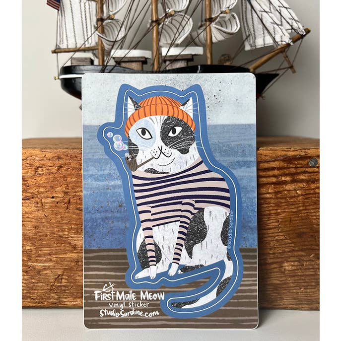 Premier Maître Meow Autocollant de Marin Chat pour la vente par Studio Sardine