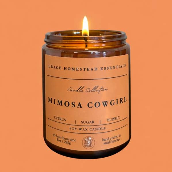 Bougie au soja Mimosa Cowgirl - 8 oz pour la vente par Grace Homestead Essentials