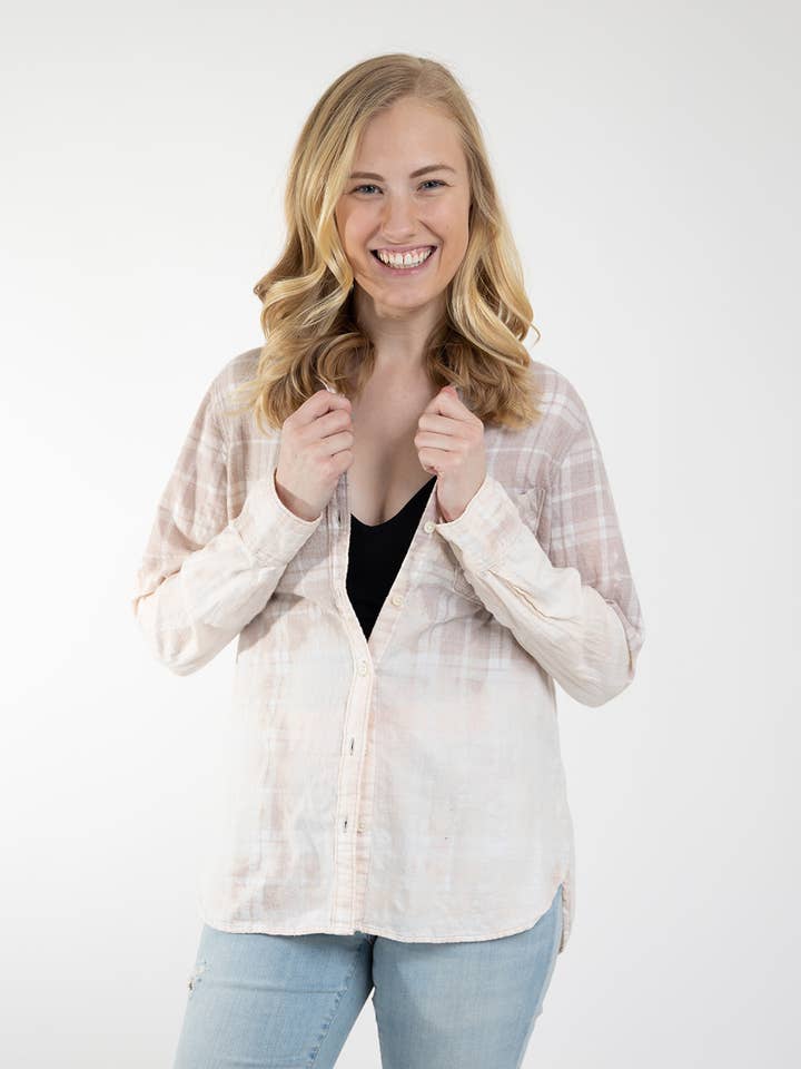 Adult Bleach Dye Flannel Shirt for wholesale by To Tie-Dye for Clothing