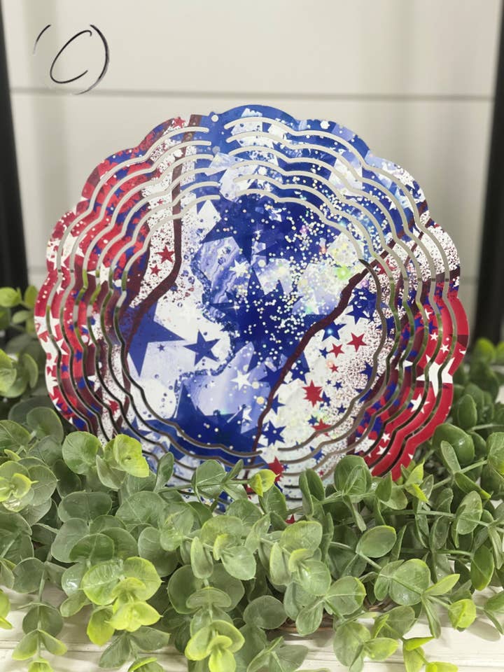 Patriotic Geode Wind Spinner for wholesale by CMD Wholesale