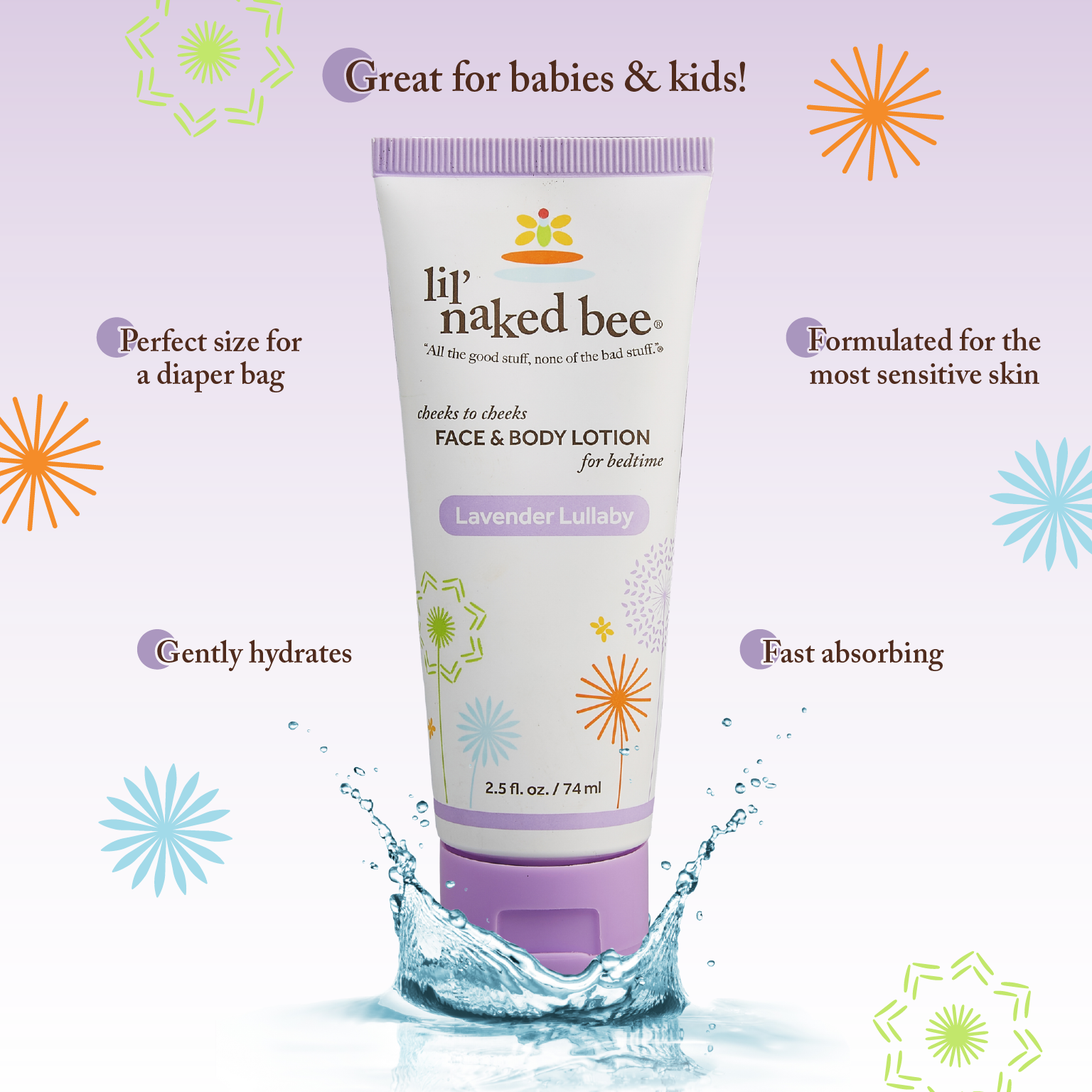 The Naked Bee – wholesale Body cream/lotion – Baby – 2.5 oz. Lavender Lullaby Cheeks to Cheeks Face & Body Lotion1