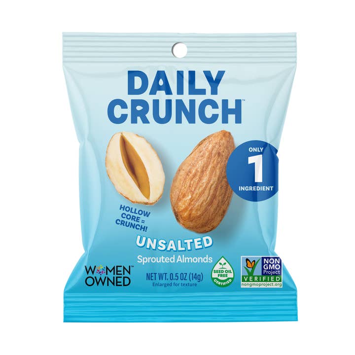 Unsalted Sprouted Almonds, 0.5oz Mini Bag for wholesale by Daily Crunch