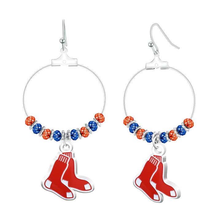 MLB Boston Red Sox Beaded Hoop Earrings for wholesale by Simran International