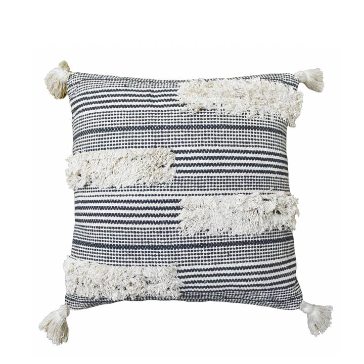 Cojín relleno de poliéster de algodón tejido a mano en blanco y negro para venta al por mayor de Tiramisu