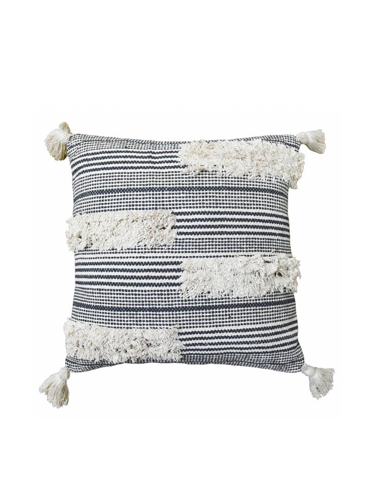 Zwart en wit handgeweven katoenen poly gevuld sierkussen voor wholesale door Tiramisu