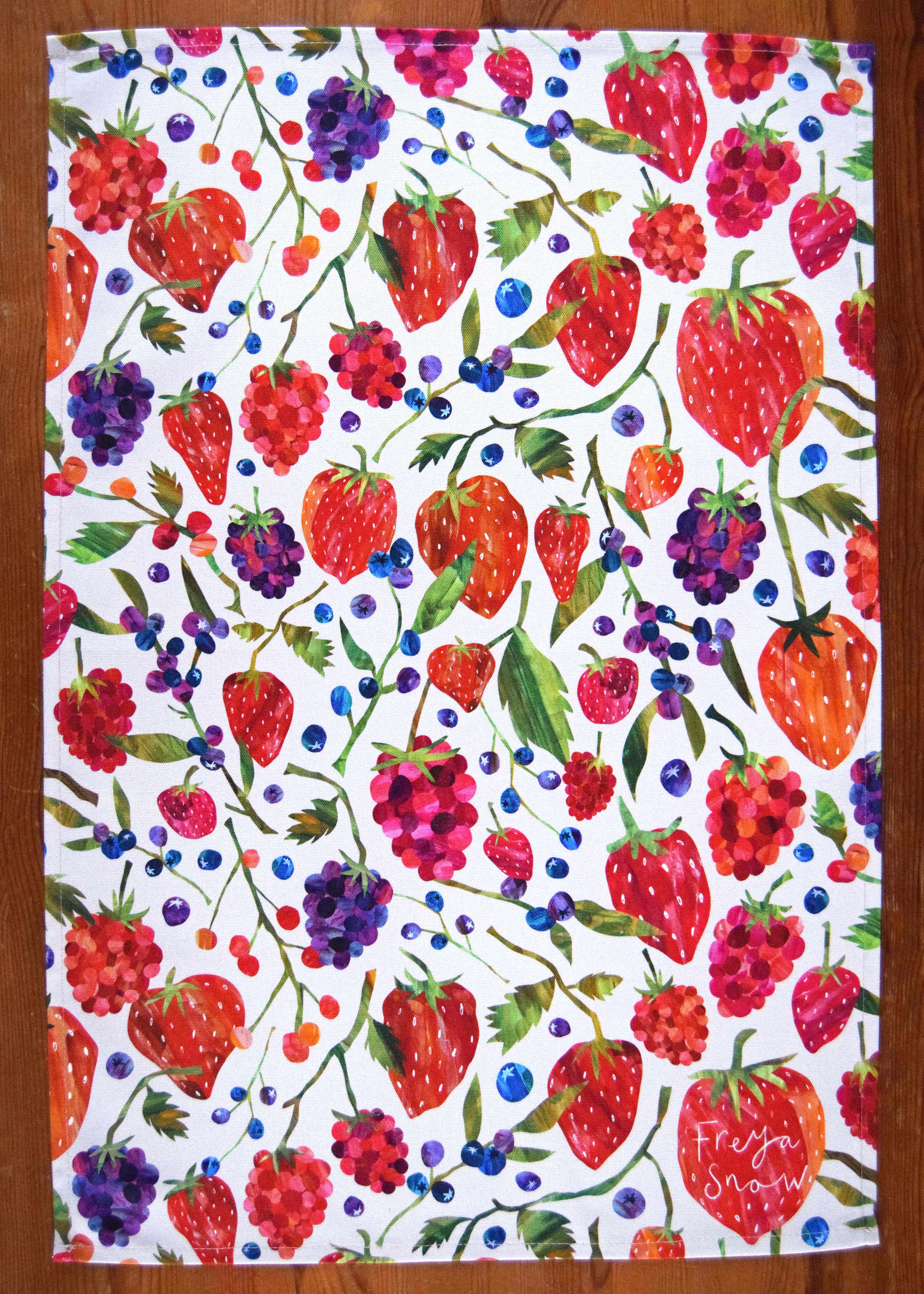 Freya Snow - Wholesale Tea Towel - Berry Burst Tea Towel / Cotton Dish Towel / Kitchen Towel1