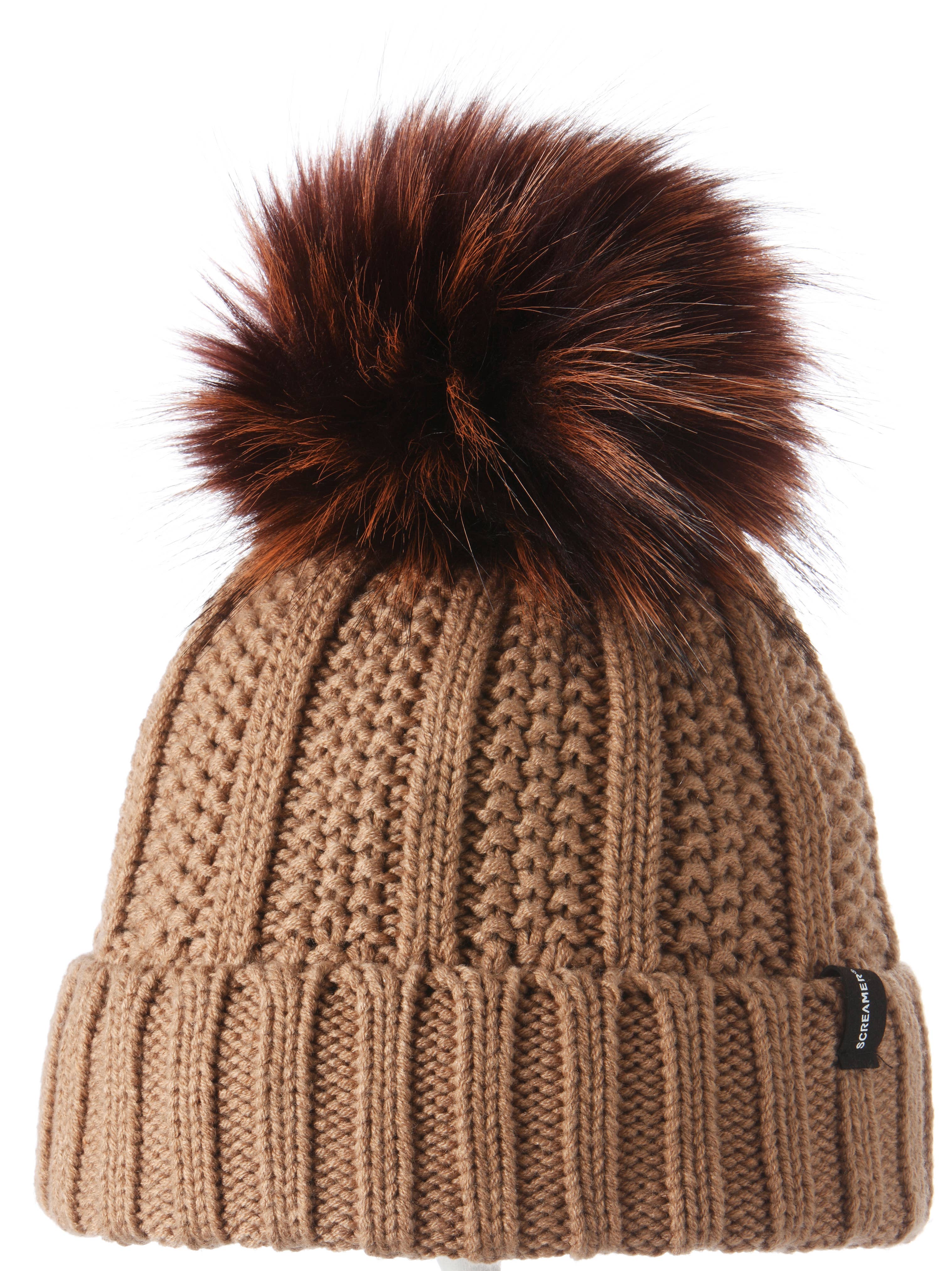 Screamer - Vente Bonnet – femme - Bonnet en maille torsadée à revers pour femme Jennifer4