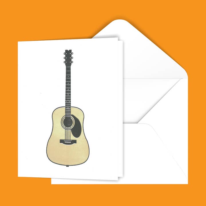 Acoustic Guitar Greeting Card for wholesale by Black River Letterpress & Paper Co.