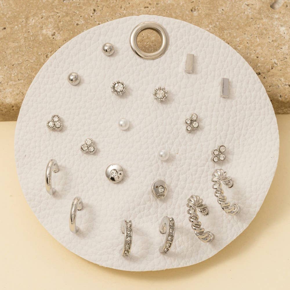 Anarchy Street - Wholesale Hoop Earrings - Pearl And Gem Studs Assorted Stud And Hoop Earrings Set3