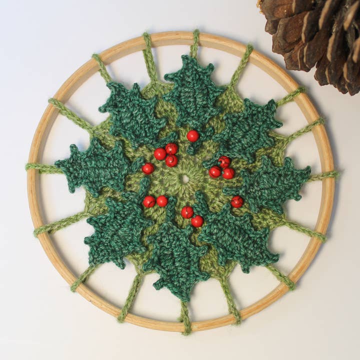 SAMPLE - Holly Mandala for wholesale by Pineapple Fibre Art