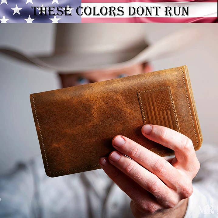 RAWHYD Leather Co. - Wholesale Wallet - Men's - RAWHYD Leather American Flag Wallet for Men | Full-grain 6.75" x 3.5”