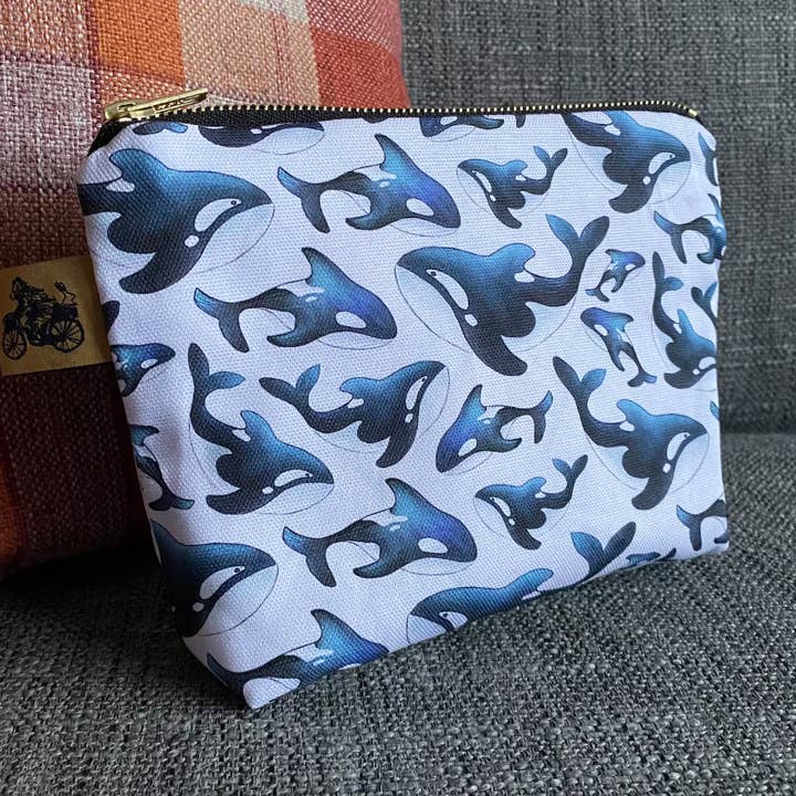 Orca Whale Small Wash Bag / Toiletry Bag / Make-Up Bag for wholesale by Catherine Redgate: Illustrator
