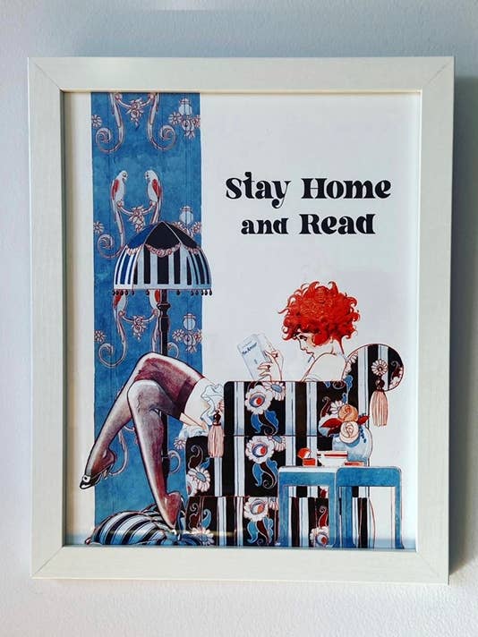 Stay Home and Read Vintage Style Art Deco Flapper Art Print for wholesale by The Twentieth