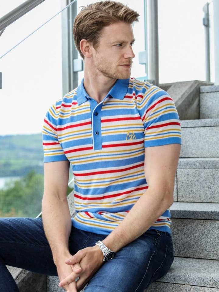 Fantasy Stripe Flerfärgad Tencel Polo för wholesale av Bellemere