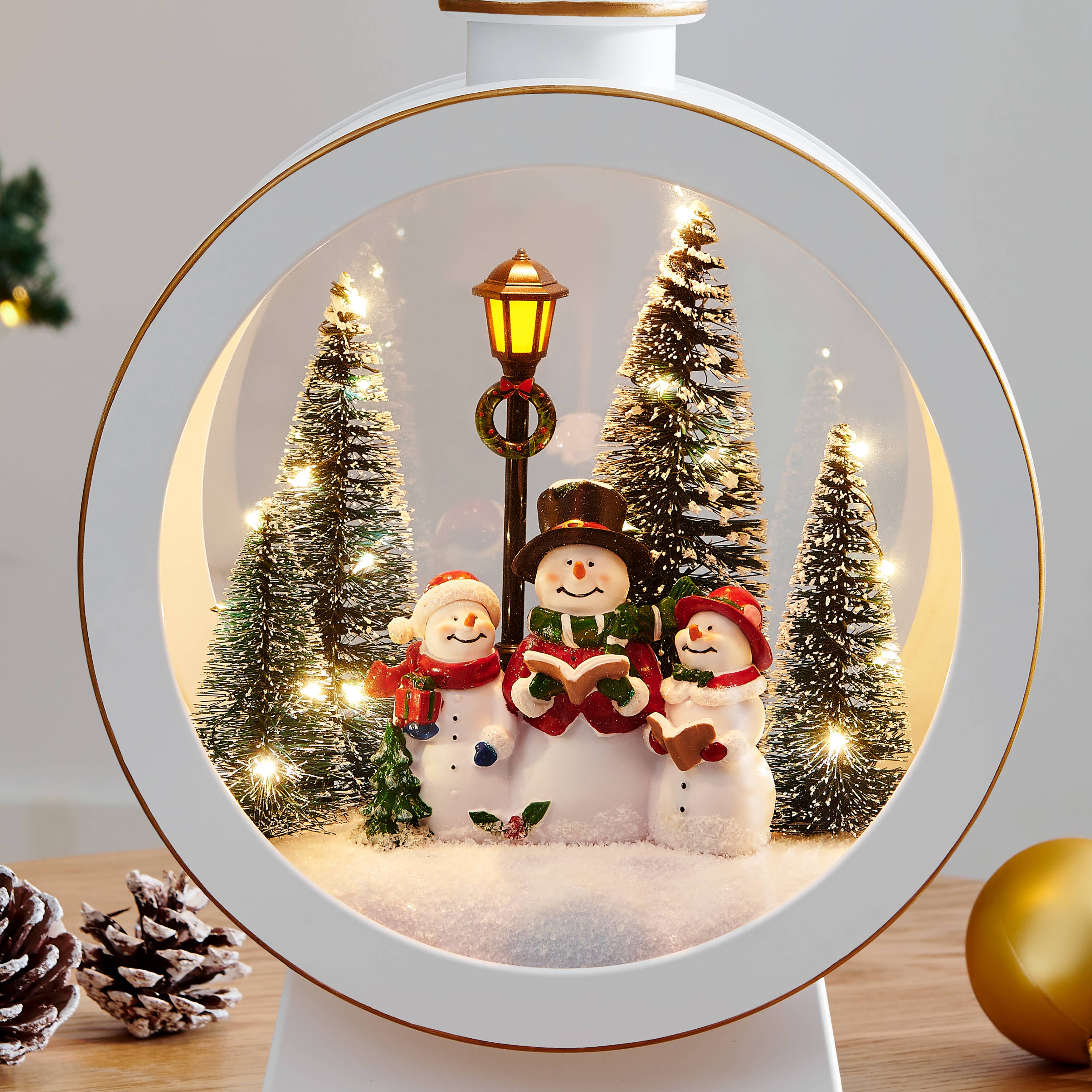 Danya B - Wholesale Christmas Decoration - White Christmas Snowman Scene Lighted Lantern Decoration1
