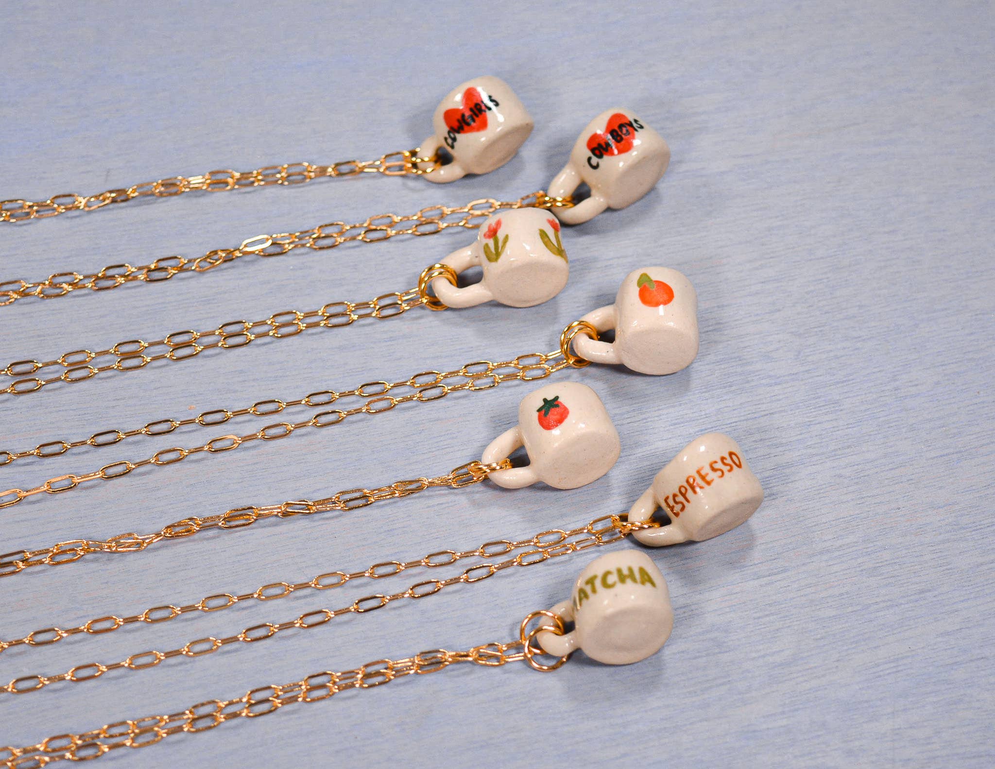 Juice Ceramics Handmade Pottery and Jewelry - Wholesale Pendant/Charm Necklace - Matcha Miniature Mug Ceramic Charm Pendant Necklace3