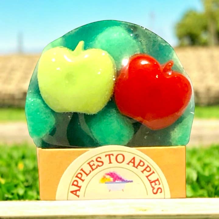 Soapy Sponge Apples to Apples for wholesale by Ideal Soaps